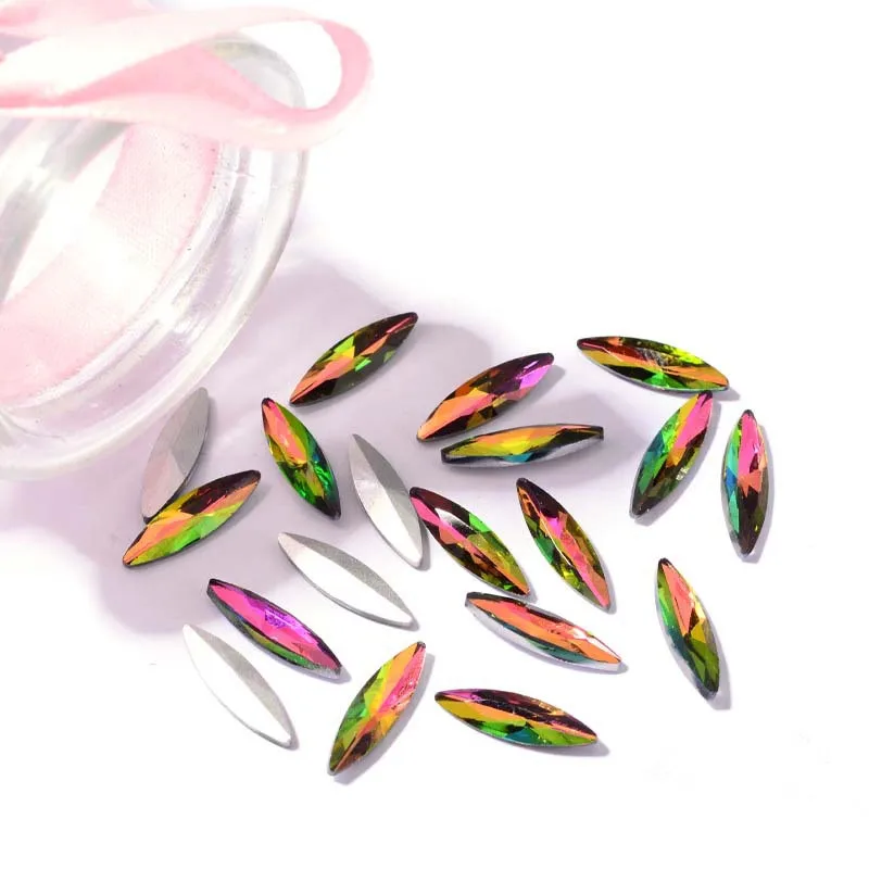 200PCS 4*15mm Double-sided Pointed Bottom Horse Eye Special-shaped Crystal Diamond Eye Shape Diy Loose Beads Toy Accessories