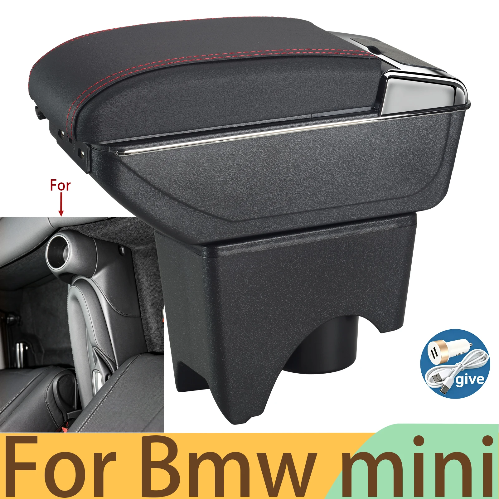 For MINI Cooper Armrest Box for Countryman R50 R52 R53 R56 R57 R58 R60 F55 F56 F57 F60 Car Armrest Box Retrofit Car Accessories