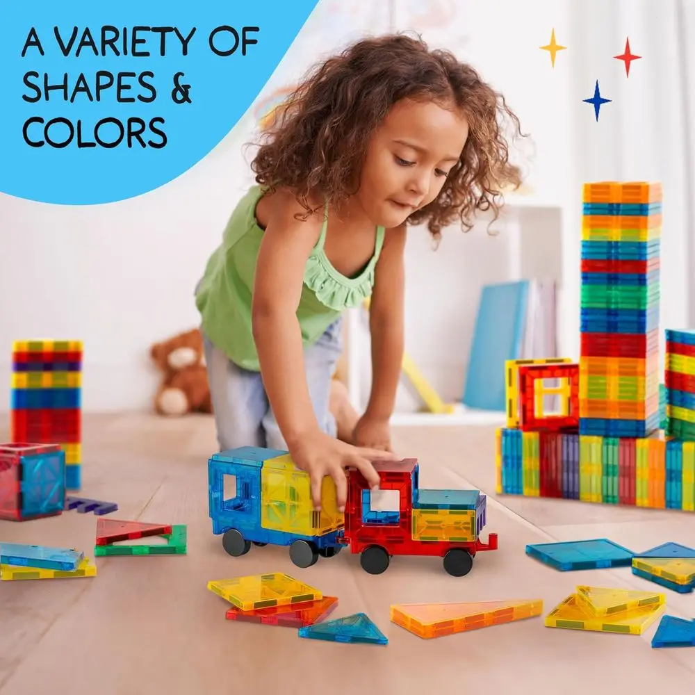 مجموعة مكعبات بناء مغناطيسية مقاس XL مكونة من 138 قطعة، مثالية للأطفال من سن 3 إلى 8 سنوات، تتضمن حقيبة حمل