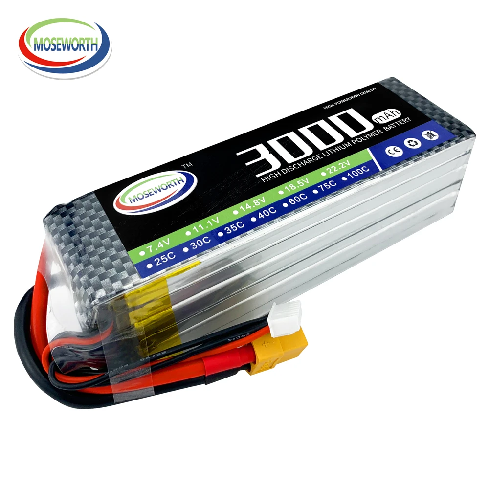 Lipo 6S 22.2V Battery 1300mAh 3000mAh 6000mAh 75C With XT60 For RC FPV Quadcopter Drone Helicopter Airplane RC Lipo Battery