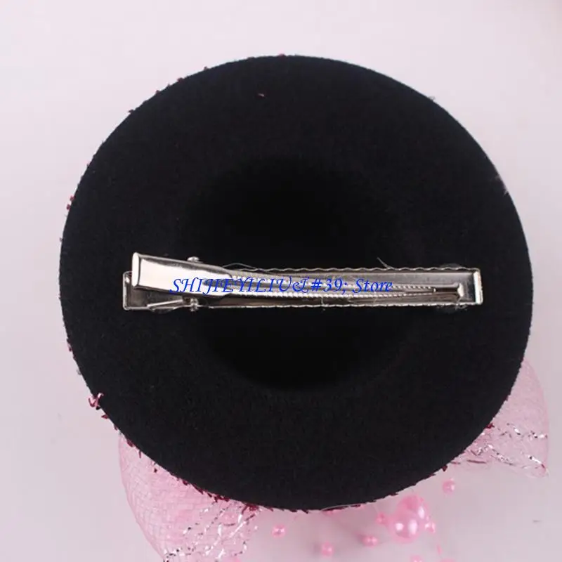 

E21F Чародейка для чаепития, шляпа-волшебница для девочек, чародейка с перьями, шляпа-дерби, шляпа-таблетка, коктейльная чайная