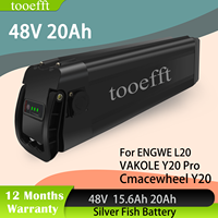 L385mm Silver Fish 48V ebike Battery Lithium ion Batteries for ENGWE L20 Cmacewheel Y20 VAKOLE Y20 Pro