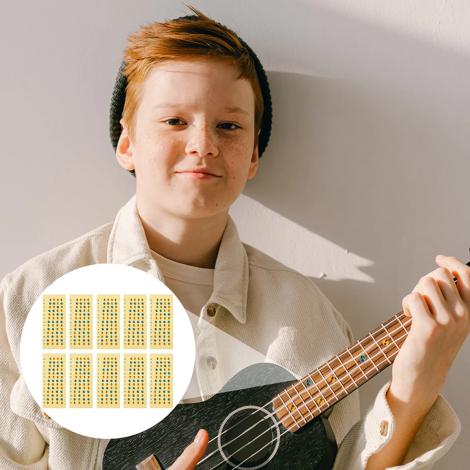 10Pcs Ukulele Scale Stickers Premium Paper Guide Fingerboard Decals for Beginner Practice Anti Sweat No Fade Ukulele Accessories