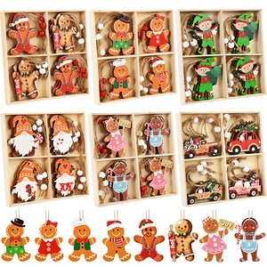 Hölzerne Weihnachtsgingerbread Man Pingentes, Weihnachtsbaum -Hängeornamente, Noel Wohndekorationen, Neujahrsgeschenk, 2022 12 Hauptverkäufe Gnomes Weihnachten - №7