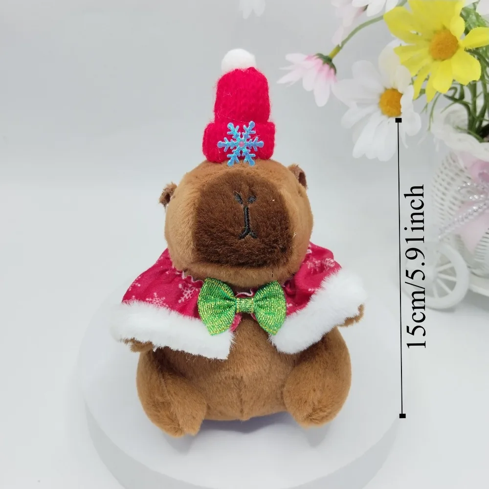 Kerstmantel Capibara Pluche Pop Sleutelhanger Zachte Pop Pluche Simulatie Capibara 15 cm Gevuld Cavia Dier Pluizig Speelgoed