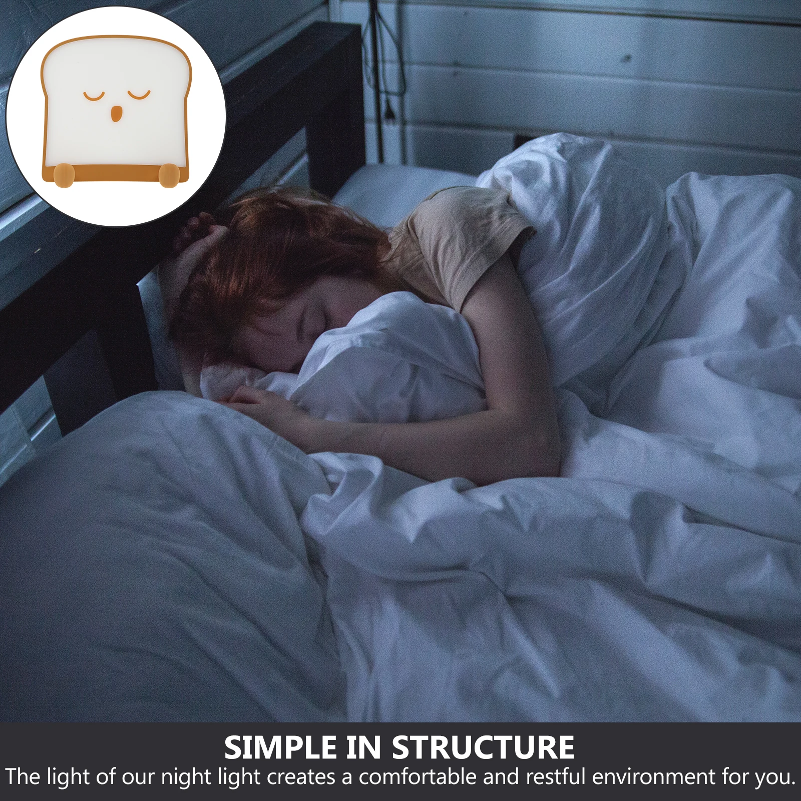 

1Set Toast Pattern Double Luminous USB Charging Night Lamp Adorable Cartoon Night Light Bedside Lamp LED Home Nursery Lighting