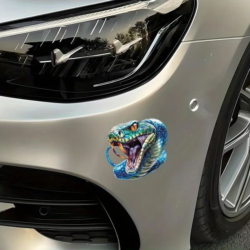 Realistic 2D Blue Snake Waterproof Stickers, PVC Decals for Car Motorcycle Helmet Home Appliance