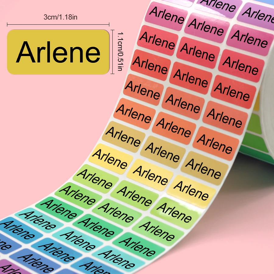 Customized name stickers, personalized labels, waterproof office supplies labels, school stationery, toys, rainbow colored