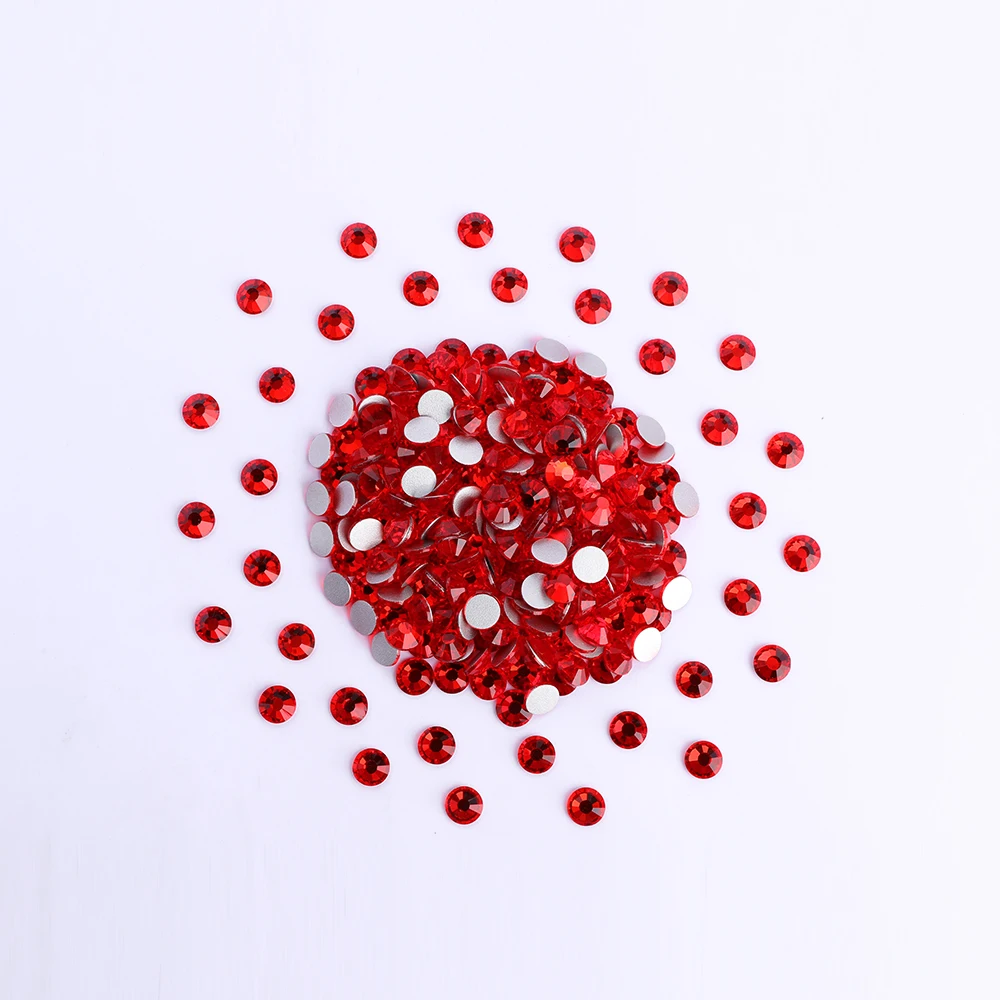 SS6-SS30 Red Series Non Hotfix Rhinestones Glitter Glass Flatback Crystal Strass Nail Art Gems For Garment Crafts Decoration