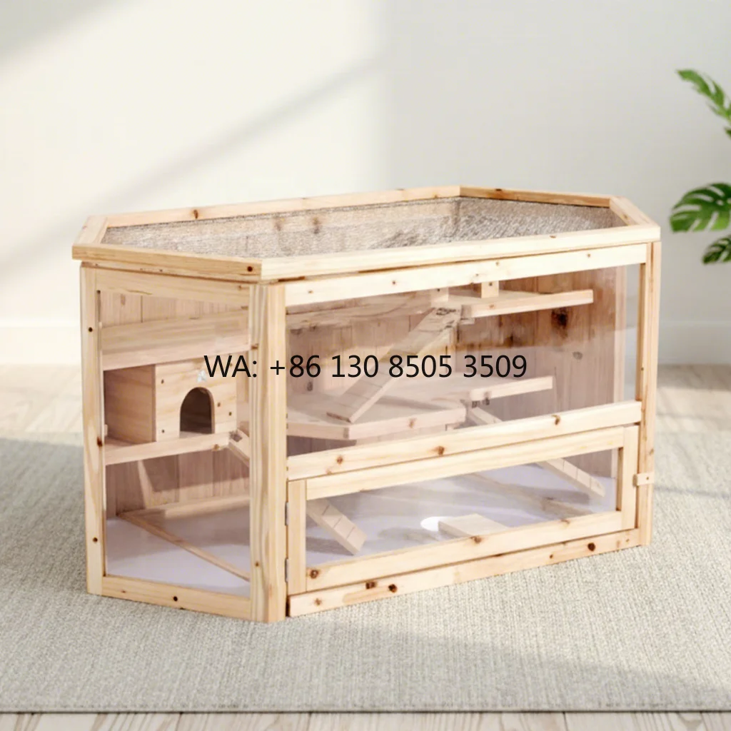 

SDHC001 Eco-Friendly Breathable Durable Natural Wooden Multifunctional Pet House for Hamster Guinea Pig Indoor/Outdoor Use