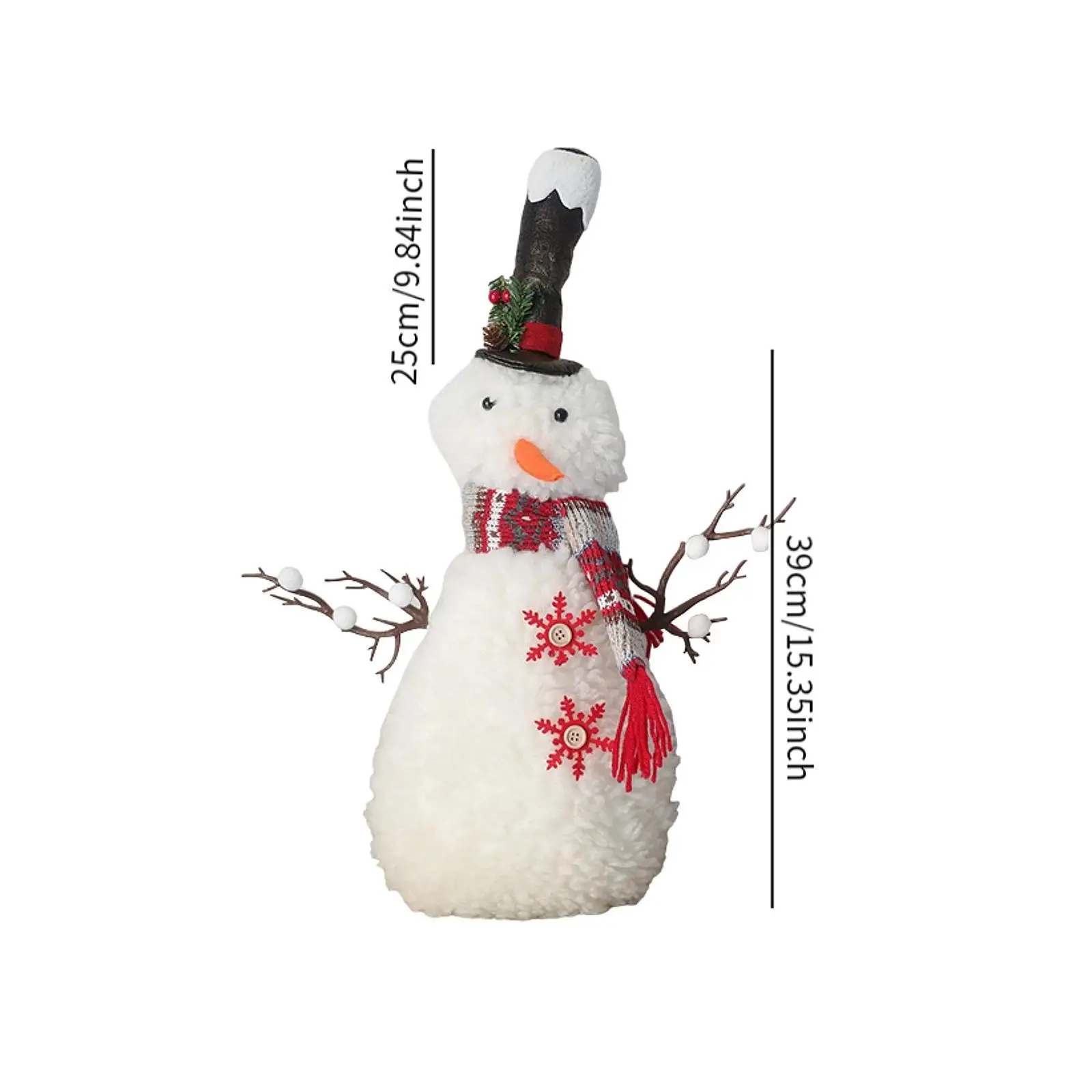 Fabric Snowman Doll Figurine Christmas Ornament Creative Cute Holiday Home Decor for Tabletop Party Shelf Winter Display Gift