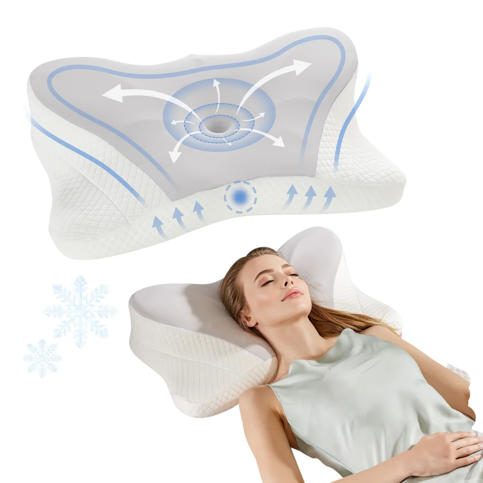 King Size Ergonomic Memory Foam Cooling Bed Pillow