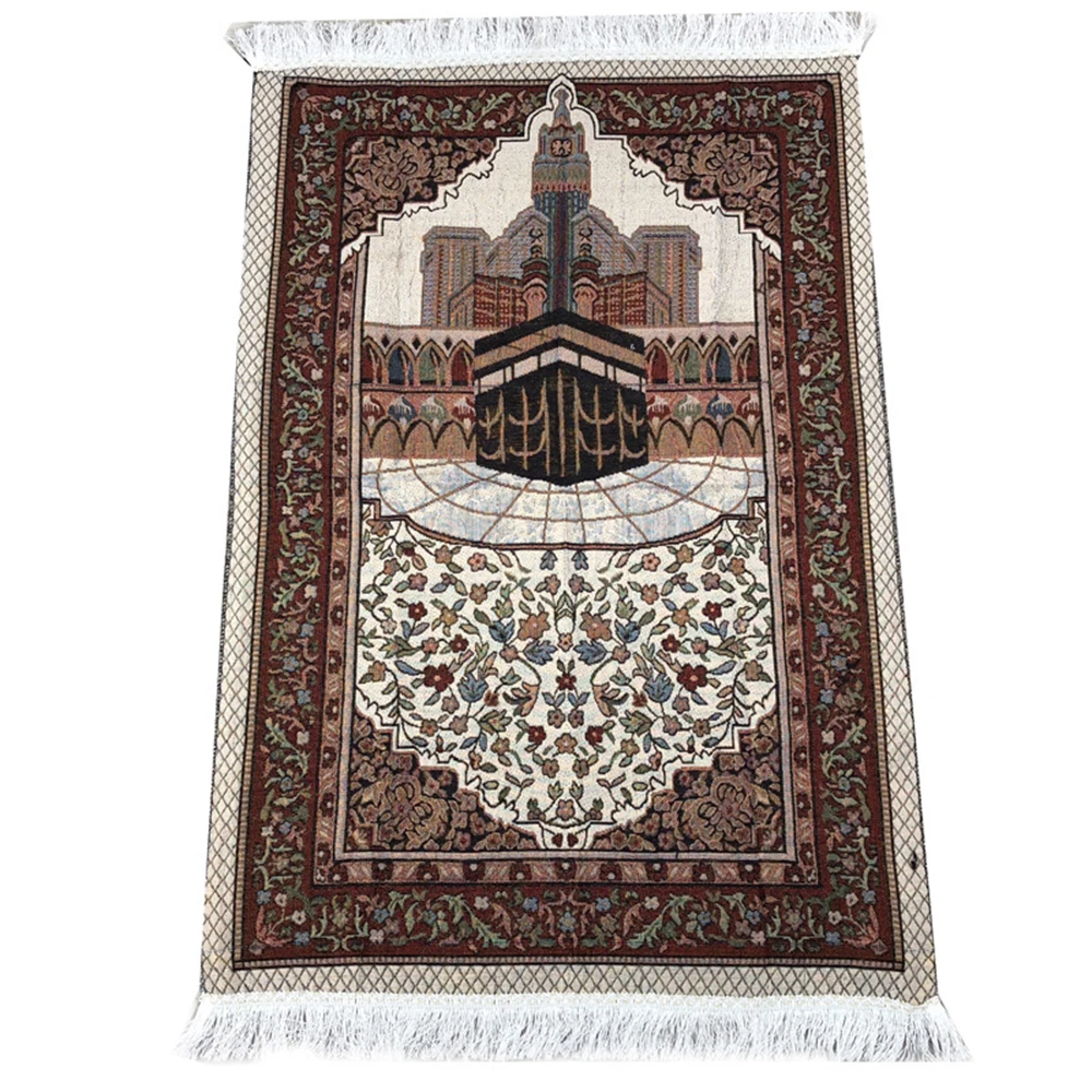 Alfombra musulmana de oración, Tapete con borla, bolsa de almacenamiento, alfombra islámica, Qibla, manta bordada, decoración del hogar, 110x70cm