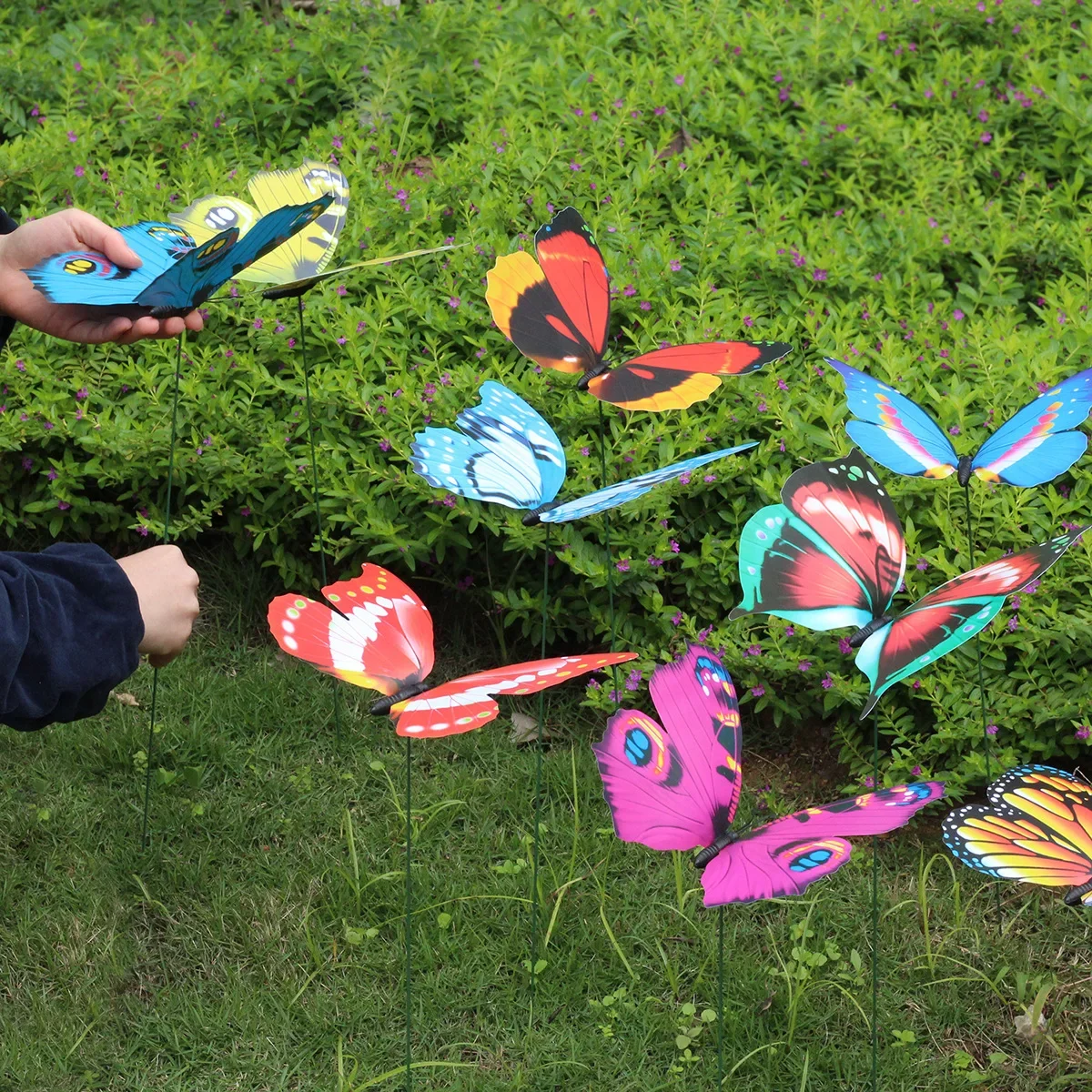 mixed color single-layer three-dimensional pole butterfly 3D three-dimensional gardening creative with decorative materials