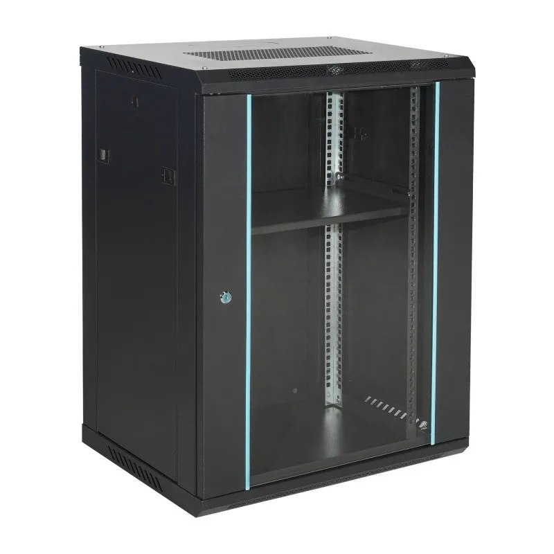 12U Steel Wall-Mounted Server Rack 19 Inch CCTV Data Center Telecom Server Cabinet Glass Door 27U 32U 18U 37U Stock