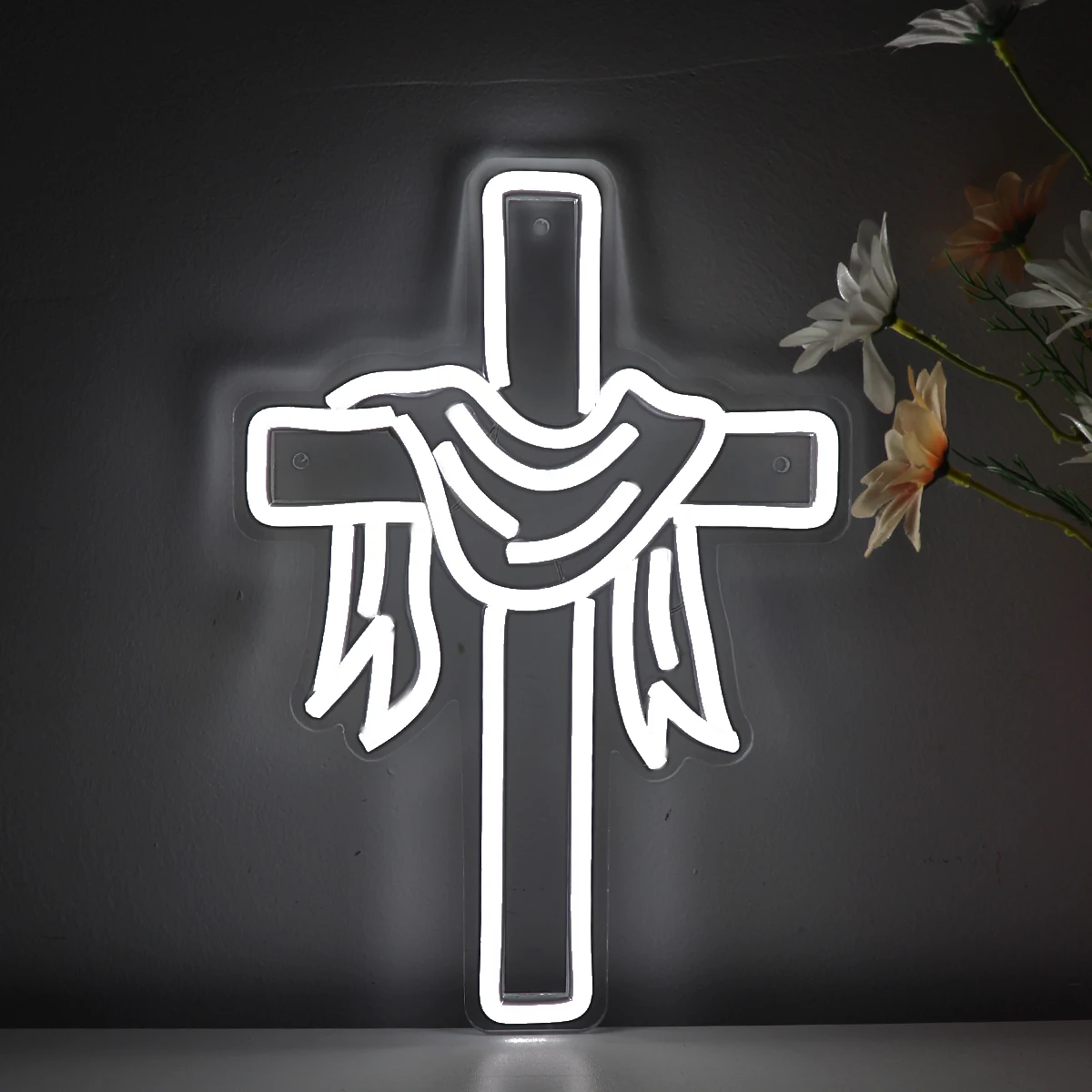 Imagem -05 - Cruz Branca com Jesus Pano Led Wall Neon Sign Igreja Loja Festa Decoração de Eventos Presentes 827 em x 1181 em 1pc