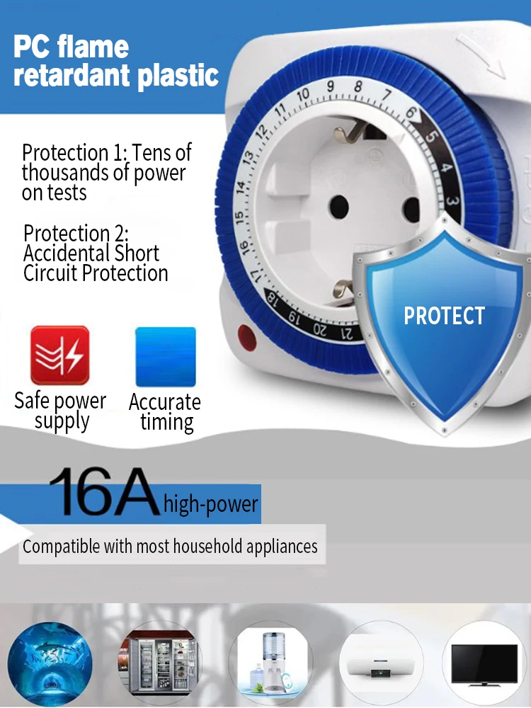Timer Socket Smart Countdown Cycle Socket 24 Hour Timer Mechanical Switch Timer Plug-in Timer Switch
