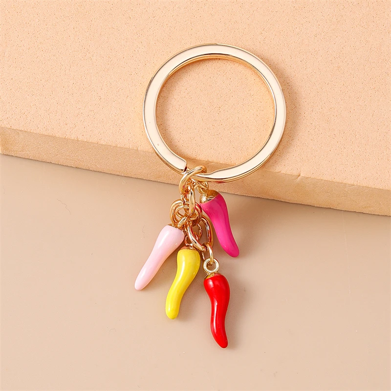 Süße Bonbonfarben Chili Pepper Schlüsselanhänger für Frauen Männer Autoschlüsselhalter Handtasche Anhänger Schlüsselanhänger Zubehör DIY Schmuck Geschenke – Detail 8