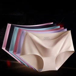 3Pcs/Set Large Size XXL Seamless Women Panties Mid-waist Ladies Sexy Briefs Female Breathable Underwear Ice silk Crotch Lingerie