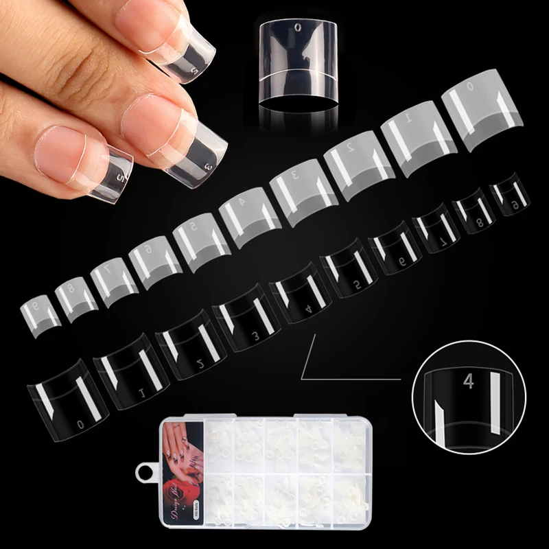 100PCS/Box Fake Nails Half Cover Nail Tips Short Nails Transparent Natural Nail Extension DIY Nail Art Press On Nail Accessories