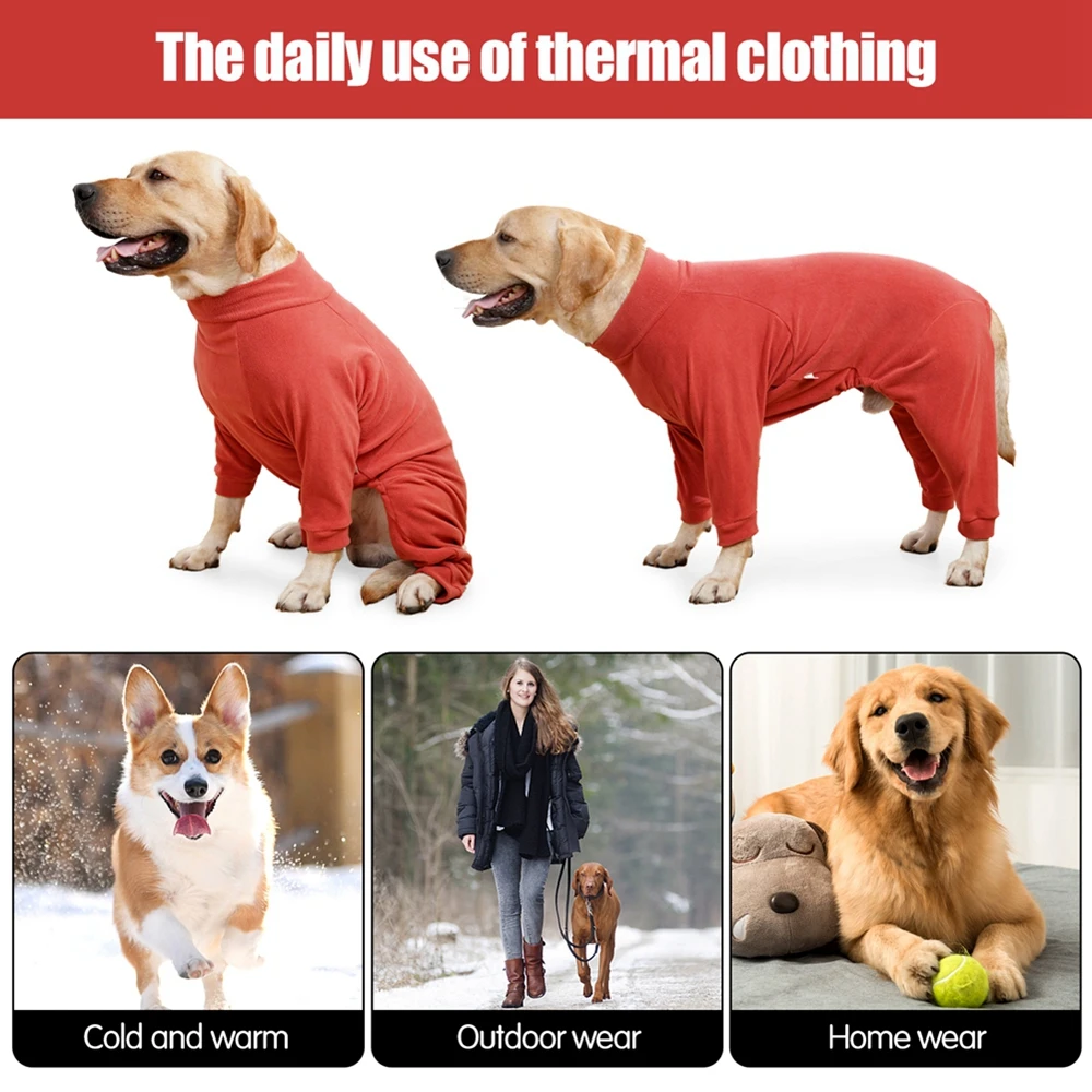 Winter Dog Pajamas Clothes Dog Jacket Coats High Elasticity High Neck Guard Design Cold Fit Comfortable Dog Sweater Warm Tight