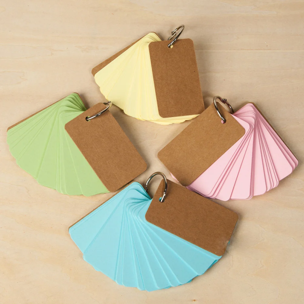 6Pcs Kraft Paper Binder Ring Flash Cards Blank Portable Notepads for Students DIY Word Study Cards Memo Refillable