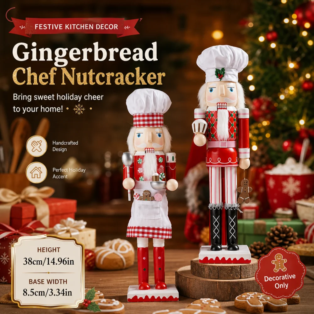 38CM Christmas Nutcracker Chef pastry chef puppet Handcrafted Decoration Christmas New Year Holiday Party Decoration Gift