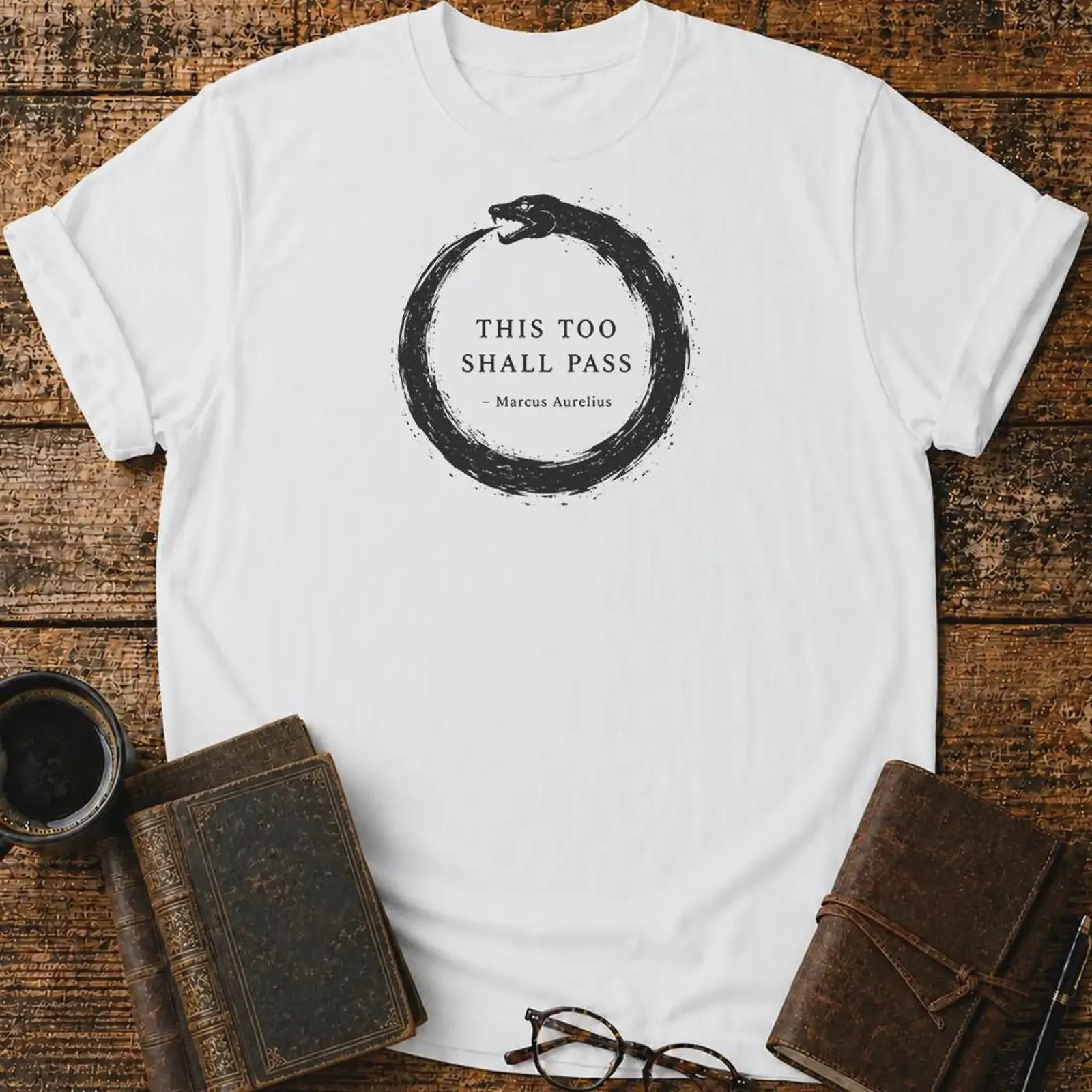 This Too Shall Pass T Shirt Ouroboros Stoic Reminder Memento Mori  vintage Washed Casual Stylish Versatile Comfortable