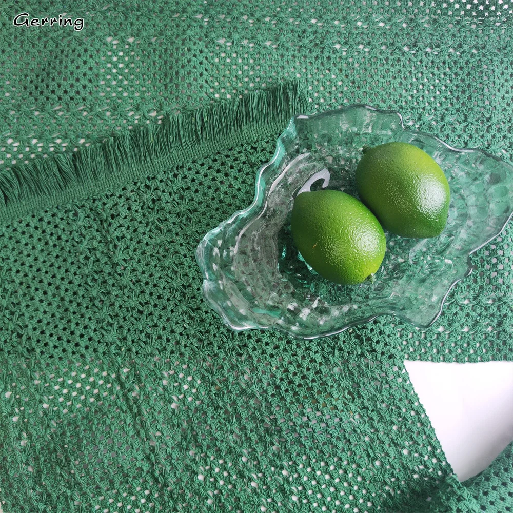 Gerring Green Table Runner Vintage Wedding Decoration Table And Room Tablecloth Elegant Table European Style Home Textile