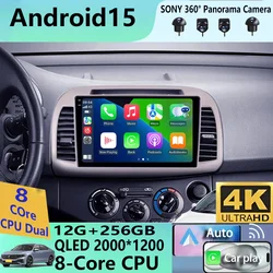 Android 15 For Nissan March Micra K12 2002 2003 2004 - 2010 Navigation GPS Carplay Auto Car Radio Player Multimedia 4G WIFI QLED