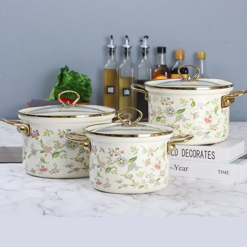 

CL anti-spill enamel thickened soup pot stew pot enamel binaural pot flat bottom heating induction cooker
