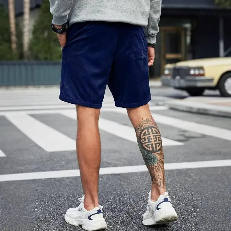 

Casual Summer Shorts Leisure Beach Sports Pants Loose Straight Leg Polyester Fiber Youthful Daily Wear Khaki Color