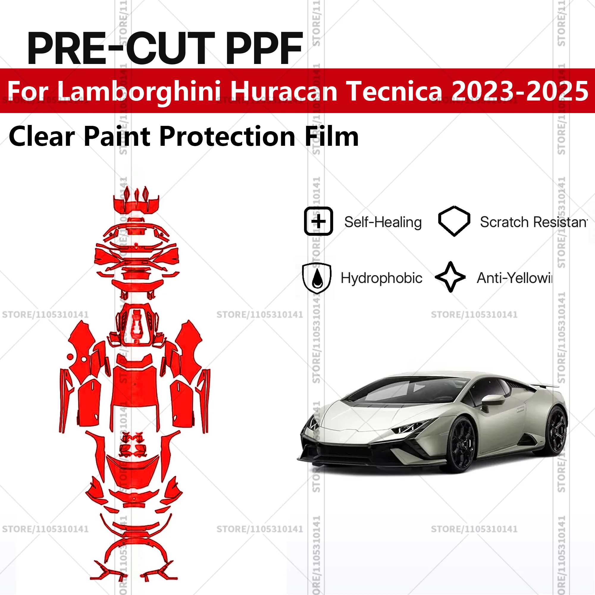 

Для Lamborghini Huracan Tecnica 2023-2025: Предварительно вырезанная прозрачная защитная пленка (PPF) для автомобиля, профессиональная автомобильная пленка PPF