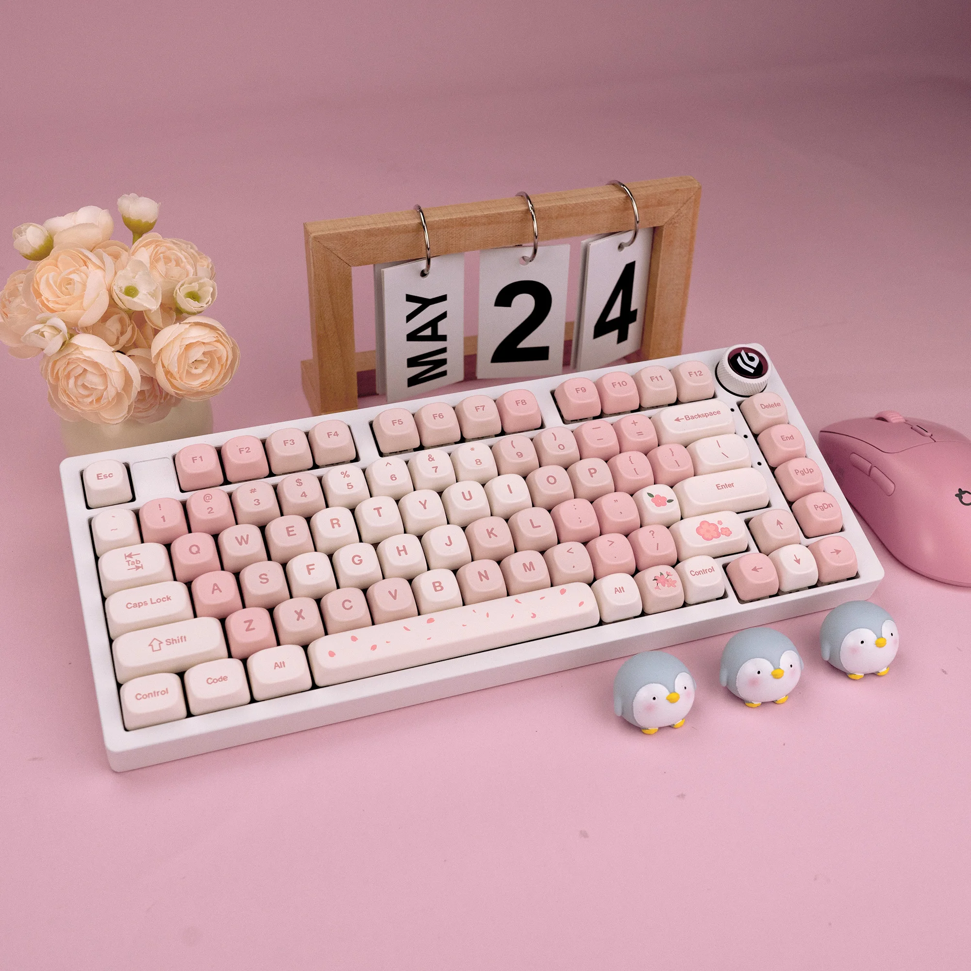 Imagem -04 - Xvx Sakura 143 Teclas Moa Profile Dye-sub Pbt Keycap Conjunto Pink Girl Keycaps Presente para Teclado Mecânico de Jogos