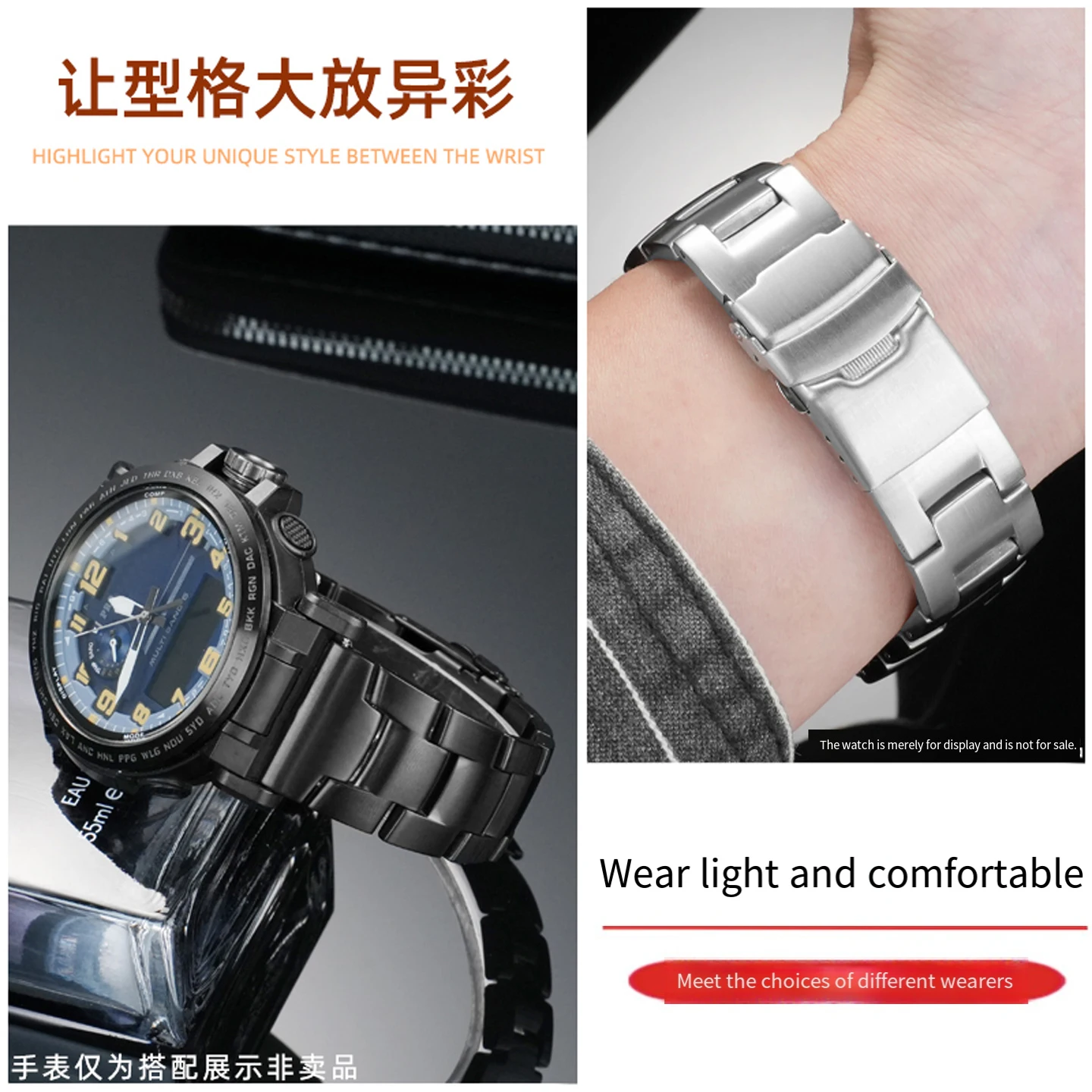 الصلب حزام الساعات ل كاسيو PRG-600 650 601/YB PRW-6600 6611 6621Y GA2000 2300 PRT-B50/70 PROTPEK PRW-35/51/60/30/61 23 24 مللي متر