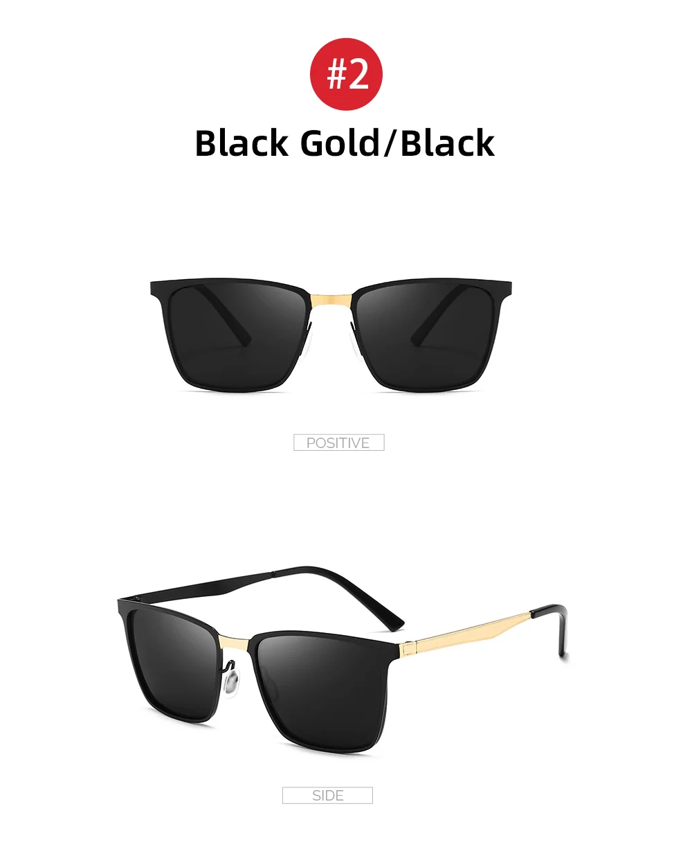VIVIBEE Klassische Rechteck Polarisierte Sonnenbrille Männer Mattschwarz UV400 Fashion Square Sonnenbrille Federscharnier Driving Shades – Detail 11