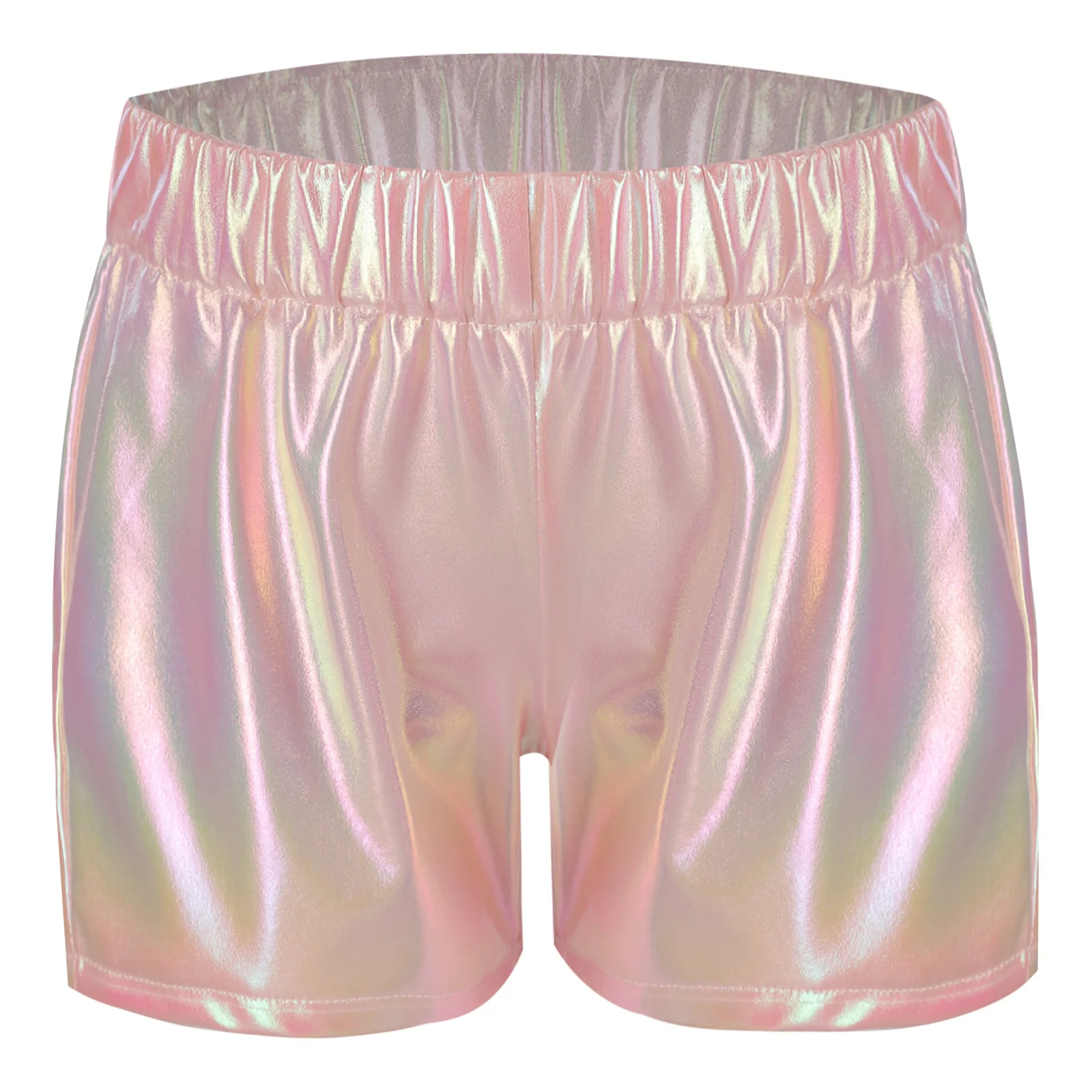 Kids Metallic Jazz Shorts Girls Elastic Waistband Sparkly Shorts Dance Cheerleading Stage Performance Costume