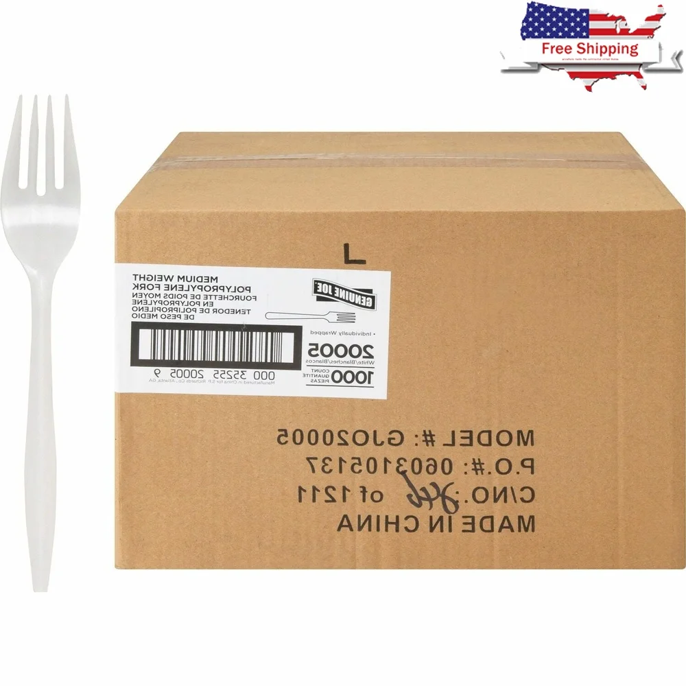 

Medium Weight Disposable Forks 1000 Count Polypropylene Catering Takeout Office Parties Smooth Glossy Material Easy Cleanup
