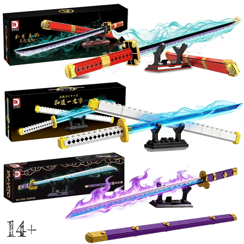 

3 Type Creative Swordsman Roronoa Zoro Sword Katana Building Blocks Construction Bricks Toys Gift For Children Kids