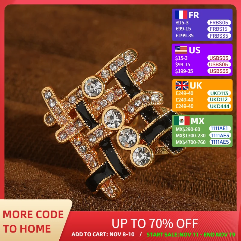 

﻿ Vintage Enamel Engagement Ring For Woman Rhinestone Weaving Cross Large Luxury Brands Jewelry Designer Wedding Party 2025