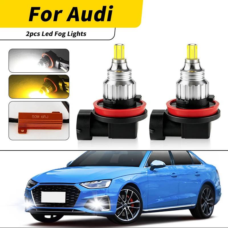 

1/2pcs LED Front Fog Light Yellow/White Lamp H8H11 Car Bulb Canbus Decoder For Audi A4 B8 2013 2014 2015-2016 Auto accessories
