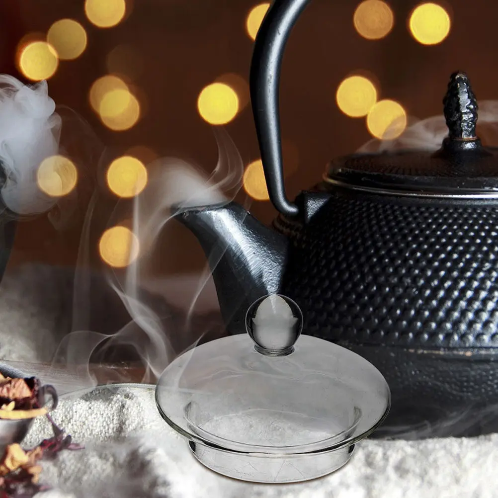 2Pcs Clear Glass Teapot Lid 1000Ml Replacement for Tea Kettle Sealing Aroma Retaining Transparent Brewing Monitor