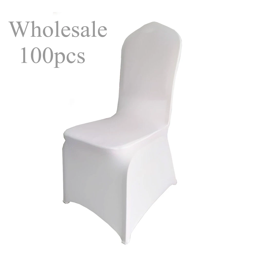 Jiaorui 100pcs White Wedding Chair Cover Polyester Spandex for Hotel Banquet Conference Celebration Exhibition