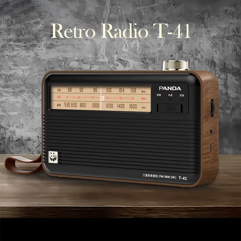 T-41 Portable Radio AM FM SW Stereo Player Built-in Speaker Retro Shortwave Radio Player for Elder Lightweight Ultra Thin Radios