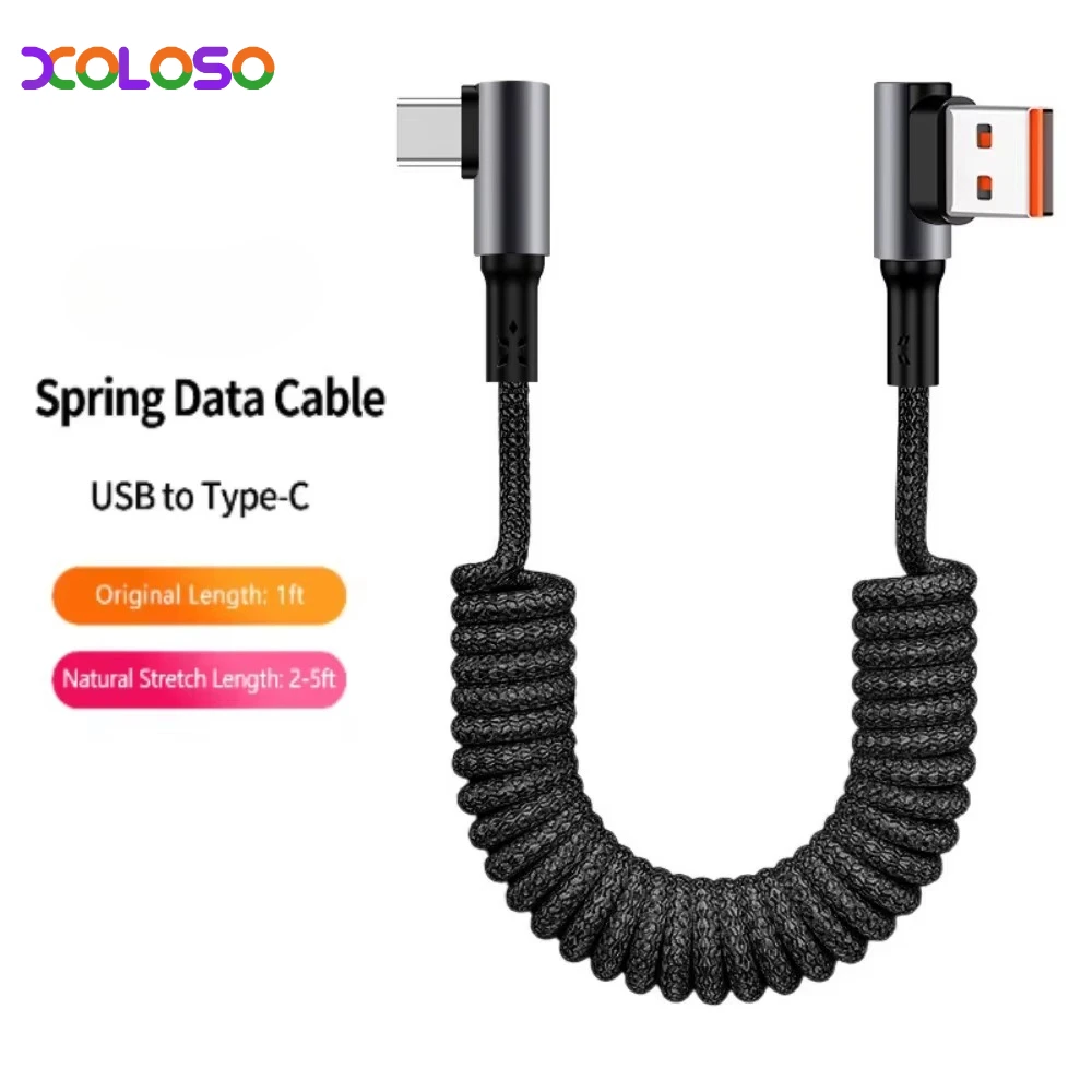 

Прямоугольный кабель USB A-C для зарядного устройства для передачи данных для Samsung Galaxy S10 S20 Plus для iPhone 17 15 Pro Max Шнур для быстрой зарядки локоть USBC