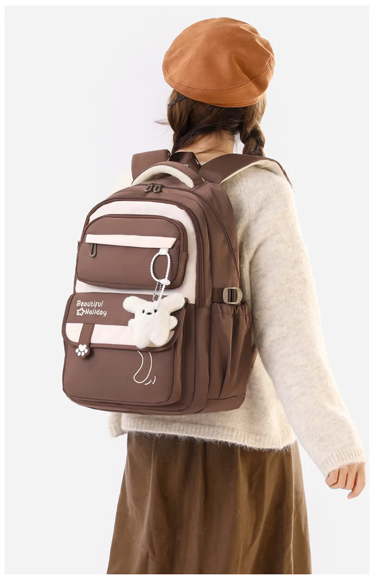 Middle School Backpack for Girls Large Capacity Bookbag Lightweight Fashion Student Backpack Simple Modern School Bags for Teens