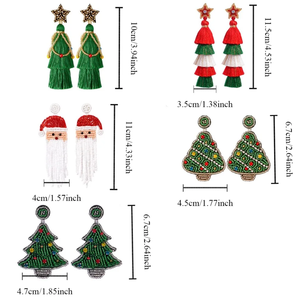 لطيف عيد الميلاد عيد ميلاد سعيد أقراط سانتا كلوز شجرة عيد الميلاد اليدوية مطرز الأذن قطرة مجوهرات إبداعية الأحذية الأذن مربط امرأة