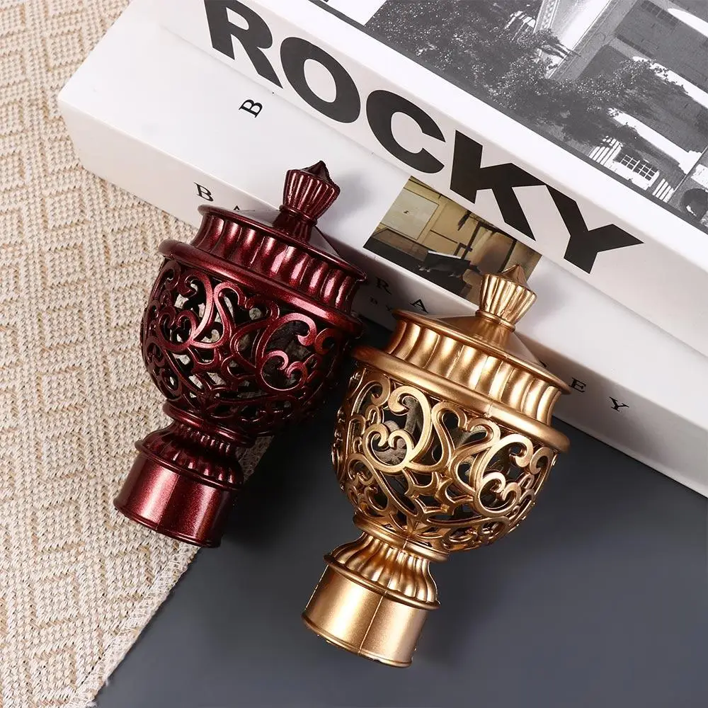 Retro Decorative Durable Hollow Out Curtain Rod Head Curtain Accessories Drapery Rail Ends Curtain Rod Cap