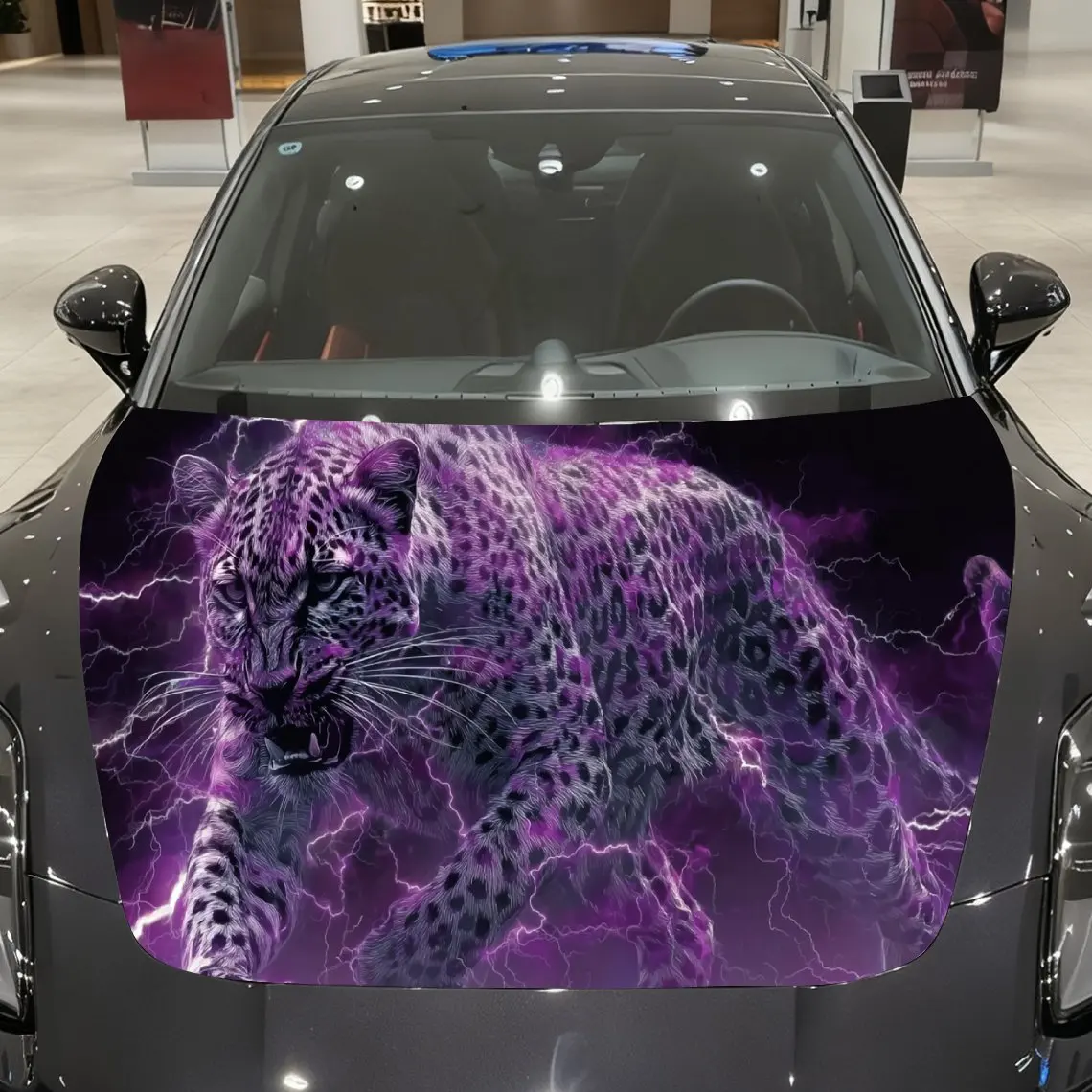 

Lightning Leopard Car hood packaging sticker, PVC material, self-adhesive waterproof, anti-slip paint, car exterior decoration a