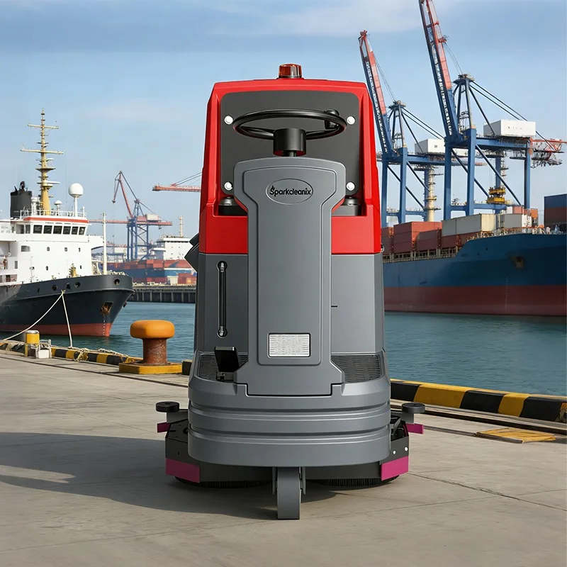 Airo Ride-On Mini Electric Industrial Floor Scrubber & Washer with Side Brush Self-Propelled Tile Cleaning Machine view 2